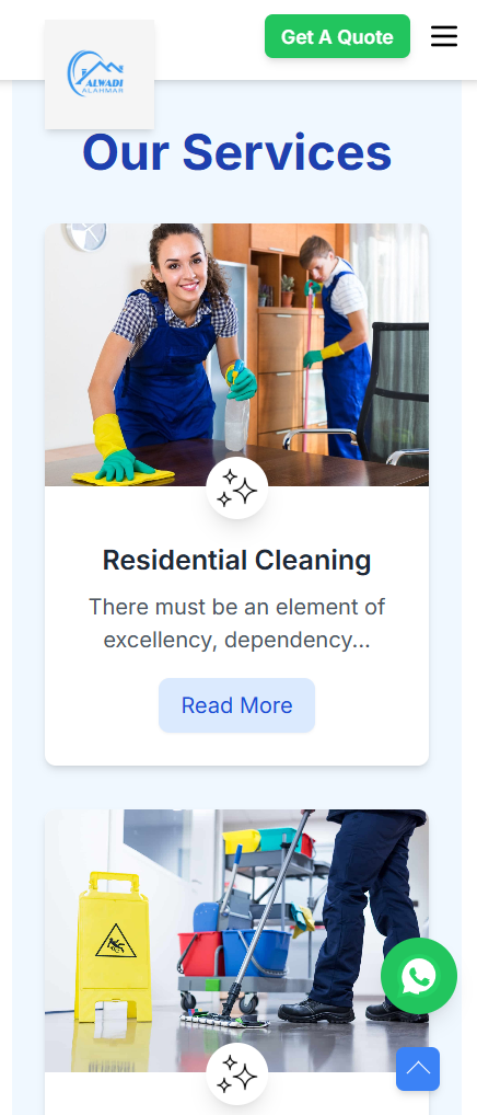ALWADI ALAHMAR Cleaning Services Website UI
