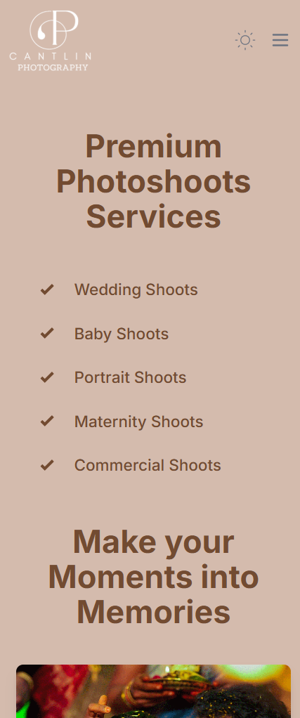 Photography Portfolio & Booking Website UI